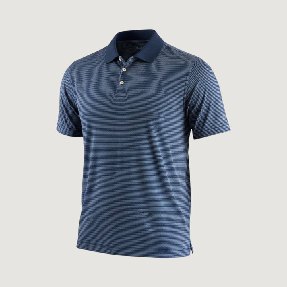 Walter Hagen Essentials Mens Blue Striped Short Sleeve Golf Polo Shirt‎ - Large